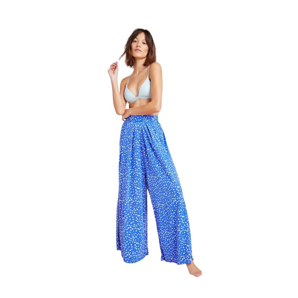 Maaji Ophelia Split Wide Leg Cornflower Blue Beach Coverup Pants, Size Medium